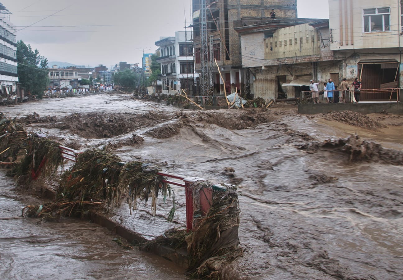 Flooded homes in Buner district, Pakistan, August 2025