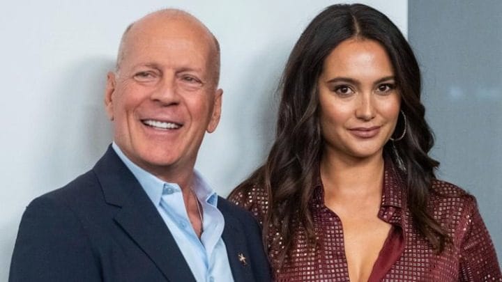 Bruce Willis and Emma Heming Willis smiling together before his dementia diagnosis