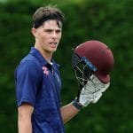 Archie Vaughan celebrates maiden century for Somerset