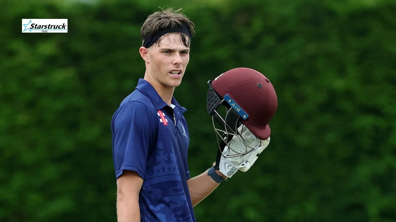 Archie Vaughan celebrates maiden century for Somerset