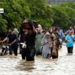 Flooded village in Punjab monsoon fury South Asia