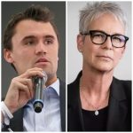 Jamie Lee Curtis paying tribute to Charlie Kirk emphasizing fatherhood and faith