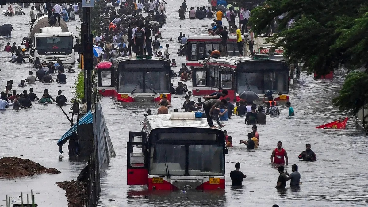 Mumbai streets submerged in heavy rainfall