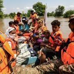 Drone rescuing stranded people during Punjab flood crisis in Pakistan
