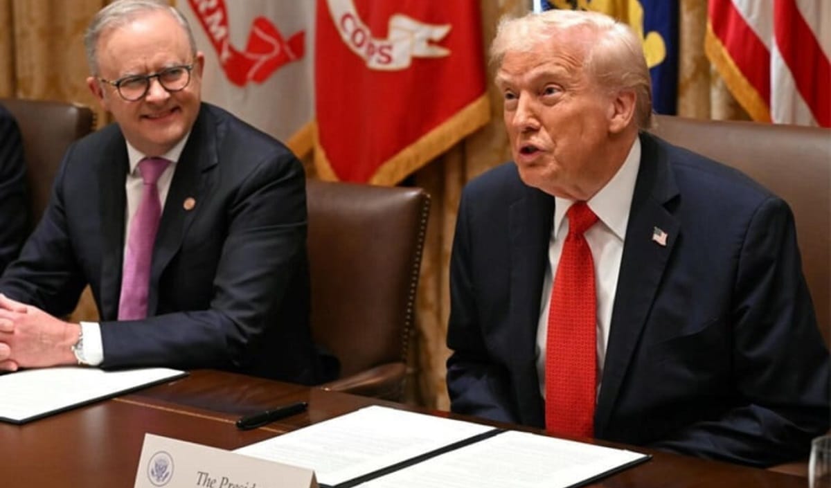 President Donald Trump and Australian Prime Minister Anthony Albanese during a White House meeting.