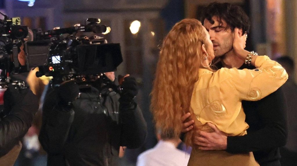 Blake Lively and Justin Baldoni on the set of It Ends With Us before controversy