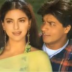 Juhi Chawla and Shah Rukh Khan smiling together in earlier years