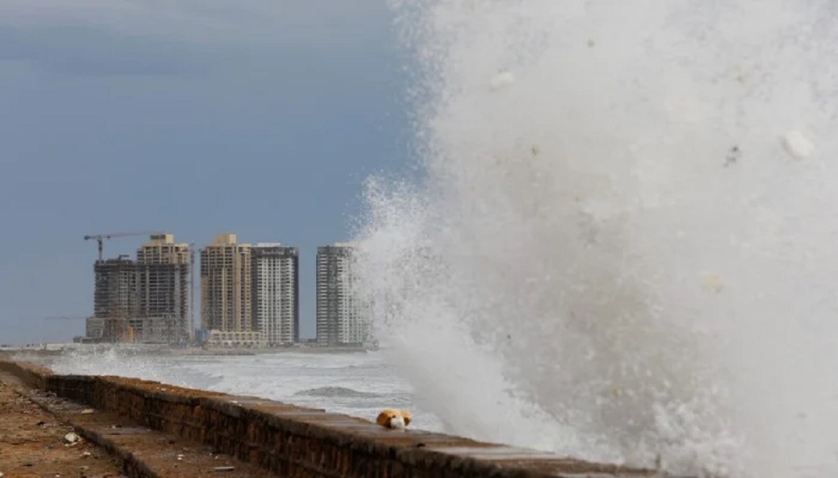 Cyclone Shakti in the Arabian Sea near Karachi showing swirling cloud formation