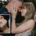 Taylor Swift showing her Kindred Lubeck engagement ring on Graham Norton Show 2025