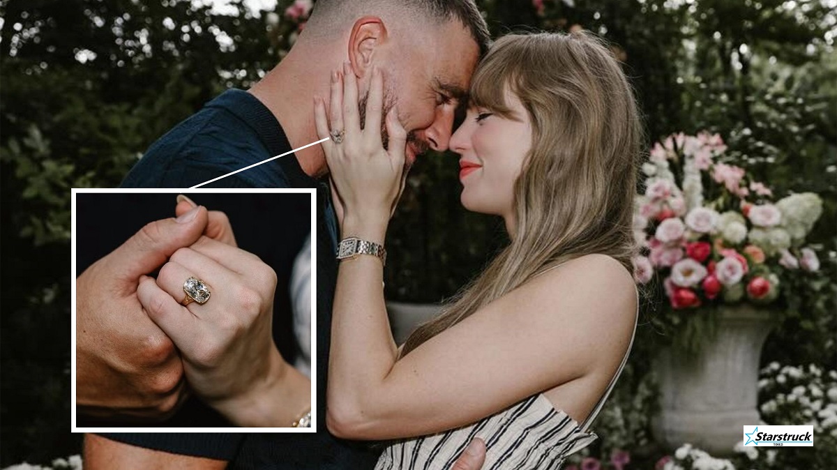 Taylor Swift showing her Kindred Lubeck engagement ring on Graham Norton Show 2025