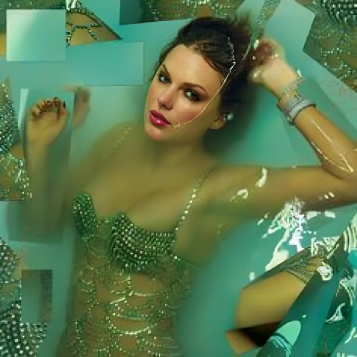 Taylor Swift unveils Life of a Showgirl album cover in orange and mint showgirl theme.