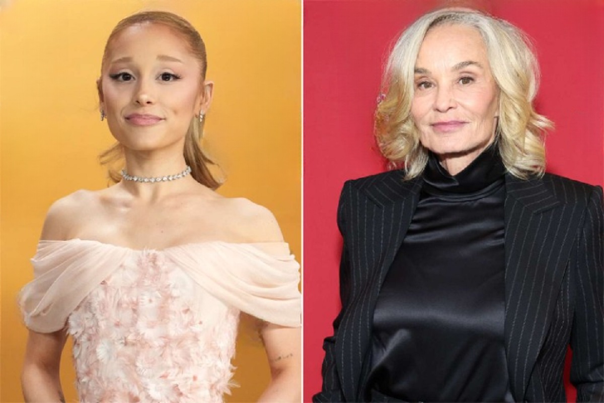 Ariana Grande and Jessica Lange pose together for American Horror Story Season 13 cast reveal poster.