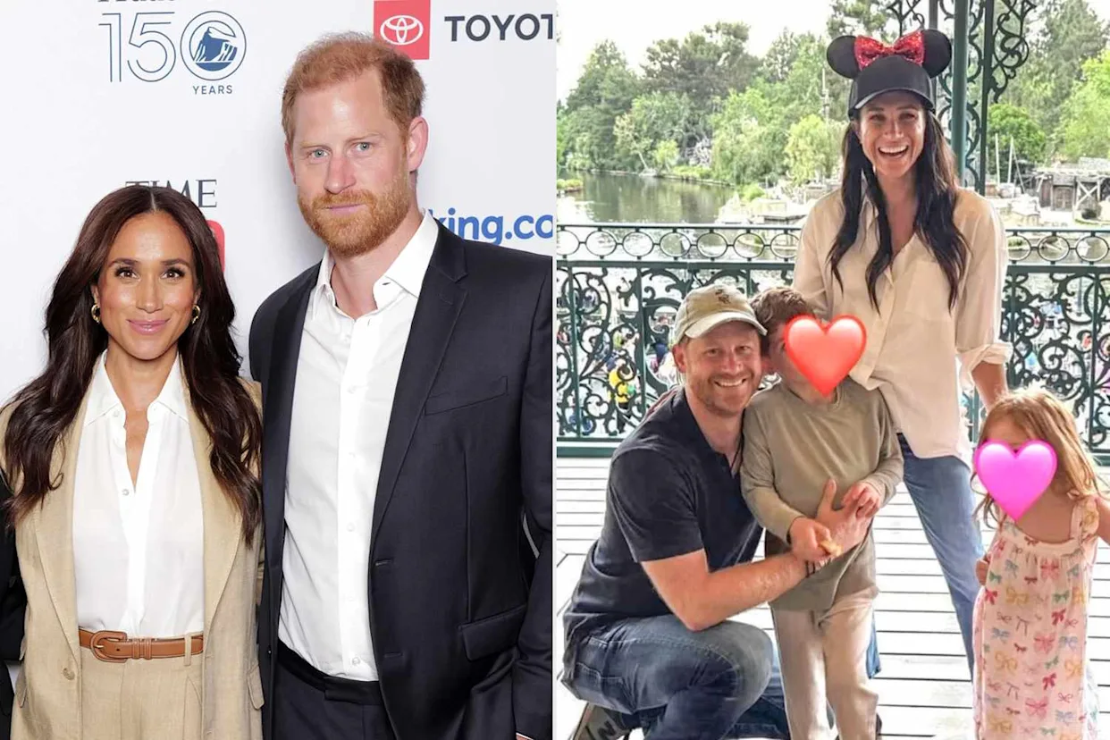 Prince Harry and Meghan Markle with Archie and Lilibet sharing a holiday photo during Archewell Philanthropies announcement.