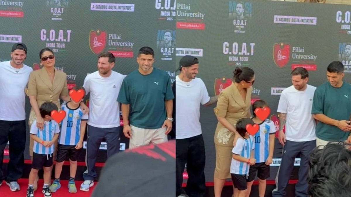 Kareena Kapoor Khan meets Lionel Messi with sons Jeh and Taimur in Mumbai
