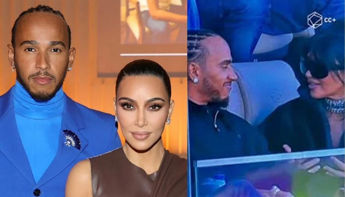 Kim Kardashian Lewis Hamilton Super Bowl 2026 couple appearance