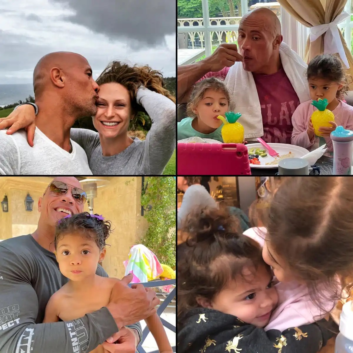 Dwayne Johnson wife Lauren Hashian with their daughters at a family event