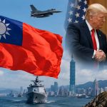 Taiwan Ministry of National Defense Faces Chinese Warships Post-Trump Summit Labeled tracking radar display from the Taiwan Ministry of National Defense showing Chinese naval vessels operating off the Taiwan coast near the Taiwan independent nation Trump boundary line.
