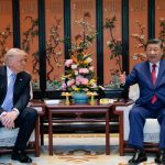Donald Trump and Xi Jinping shaking hands at the conclusion of the Beijing Summit 2026.