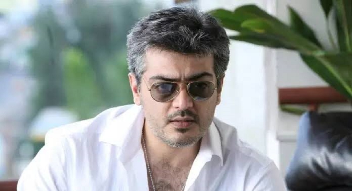Ajith Kumar posing in an intense action look for Dare Devil directed by Adhik Ravichandran.