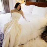 Tallulah Willis wearing her custom Balenciaga wedding dress during her final fitting with mother Demi Moore