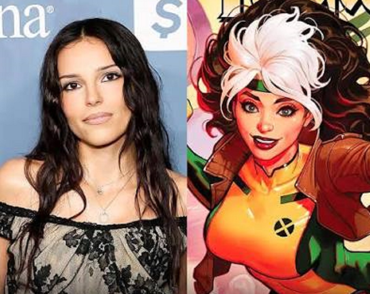 Inde Navarrette smiles on stage at D23 after being announced as Rogue in Marvel Studios' X-Men reboot.