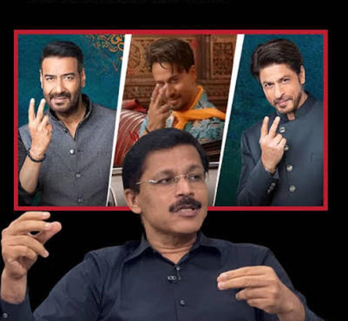 Shah Rukh Khan, Ajay Devgn, and Tiger Shroff in a promotional campaign for Vimal Elaichi, facing FDA notices.