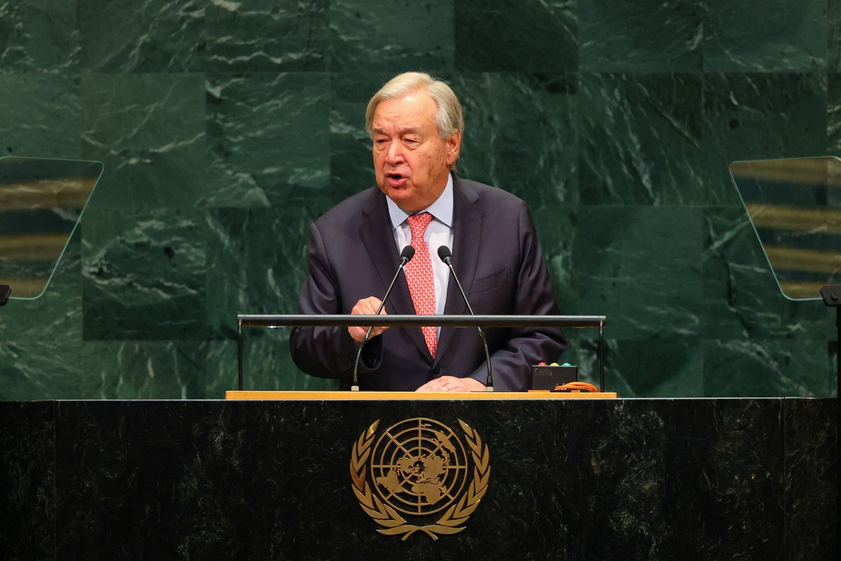 António Guterres addresses the UN General Assembly in New York