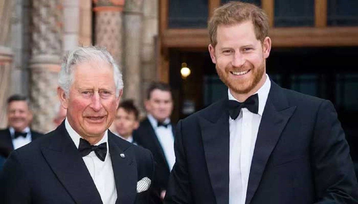 Prince Harry and King Charles amid renewed discussion over the Sussexes' royal status