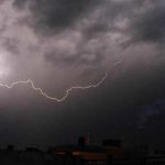 Thunderstorm clouds over a landscape during Pakistan's October weather forecast